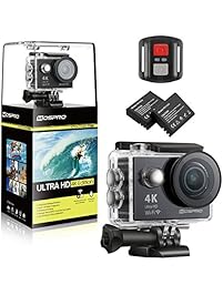 MOSPRO FT7500 Action Camera, 4K Ultra HD Wifi Waterproof 170 Degree Wide Angle 12 MP DV Camcorder Sports Camera with 2.4G Remote Control 2Pcs 1050mAh Batteries 19 Mounting Kits(2017 New)