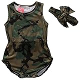 Baby Boy Girl Clothes Camouflage Romper Sleeveless Bodysuit Jumpsuit One-pieces +Headband Sunsuit Outfit Clothes (70 (0-6M), Camouflage)