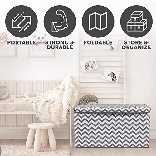 Woffit Toy Storage Organizer Chest for Kids & Living Room, Nursery, Playroom, Closet etc. - Extra Large Collapsible Toys Bin with Flip-top lid for Children & Dog Toys, Great Box for Boys and Girls