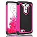LG G3 Vigor, LG G3 mini Case, Rugged Defender Thin Slim Premium Hard PC Hybrid Soft Silicone Heavy Duty Rubber Bumper Armor Protective Case Cover Fit For LG G3 Vigor, G3 Mini LS885 D725 (Black/Rose)