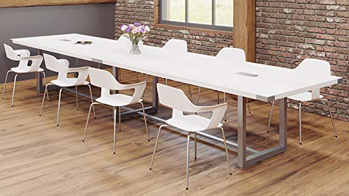 8 Foot - 16 Foot Modern Conference Room Table with Metal Base & Metal Accents (10ft w/ 0 Power Modules, Southern Tabacco w/Black Metal) - Thumbnail 6