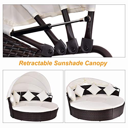 Tangkula Patio Daybed, 73" Diameter Outdoor Lawn Backyard Poolside