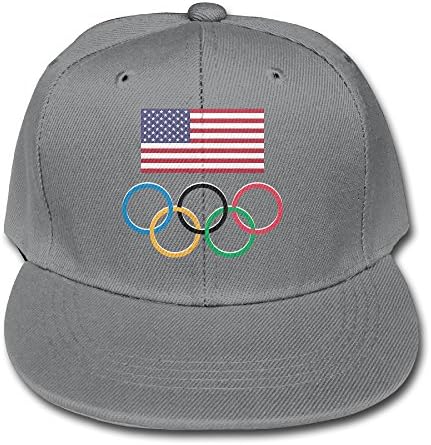 KToops Unisex Kids 2016 Olympic Logo And American Flag Solid Adjustable Baseball Caps Ash