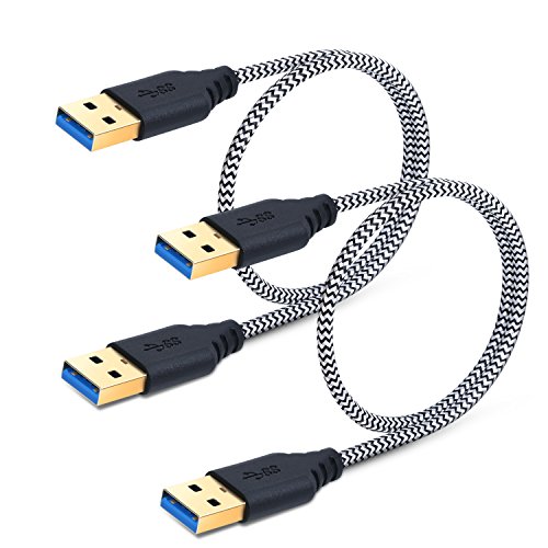 USB to USB 3.0 Cable, Besgoods 2-Pack 1.5ft Short Braided USB 3.0 A to A Cable - A Male to Male USB Cable Cord for Laptop Cooling Pad, DVD Players, Hard Drive Enclosures, White - Thumbnail 7