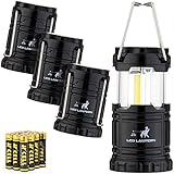 MalloMe Camping Lantern LED Flashlights Gear - Emergency Battery Powered Hurricane Supplies Outdoor Camp Light Operated Lamp – 4 Pack - 12 AAA Included