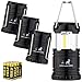 MalloMe LED Camping Lantern Flashlights 4 Pack - Super Bright - 350 Lumen Portable Outdoor Lights with 12 AAA Batteries (Black, Collapsible)
