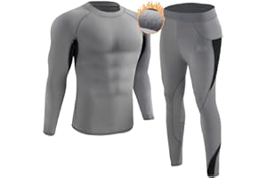 YUNOBLE Men’s Thermal Underwear Set, Winter Fleece Lined Sport Long Johns Base Layer Quick Drying Thermo for Hunting Skiing