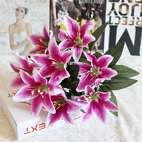 Hot Sale!!Wedding Party Home Decor,10 Heads Bridal Bouquet Artificial Fake Silk Lilies Flower (B)