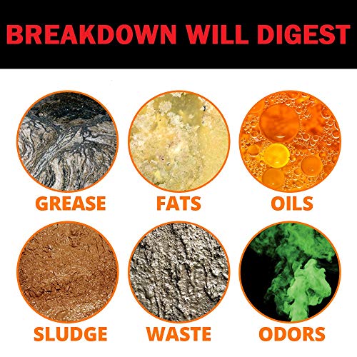 Concentrated Liquid Bacterial ENZYMES - Breaks Down Grease, Paper,Fat & Oil in Drain Lines, Sewer Lines, Septic Tanks, Grease Traps, RV & Boat Tanks & More! Controls Foul Sewer Odors! (1 Gallon)
