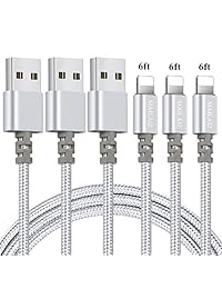 AIZ cargador de teléfono, paquete de 3 (6 pies) cable de carga rápida trenzado de nailon para cargador de cable USB compatible con teléfono XS MAX XR X 8 7 6s 6 Plus 5SE 5s 5c 5 6 patas