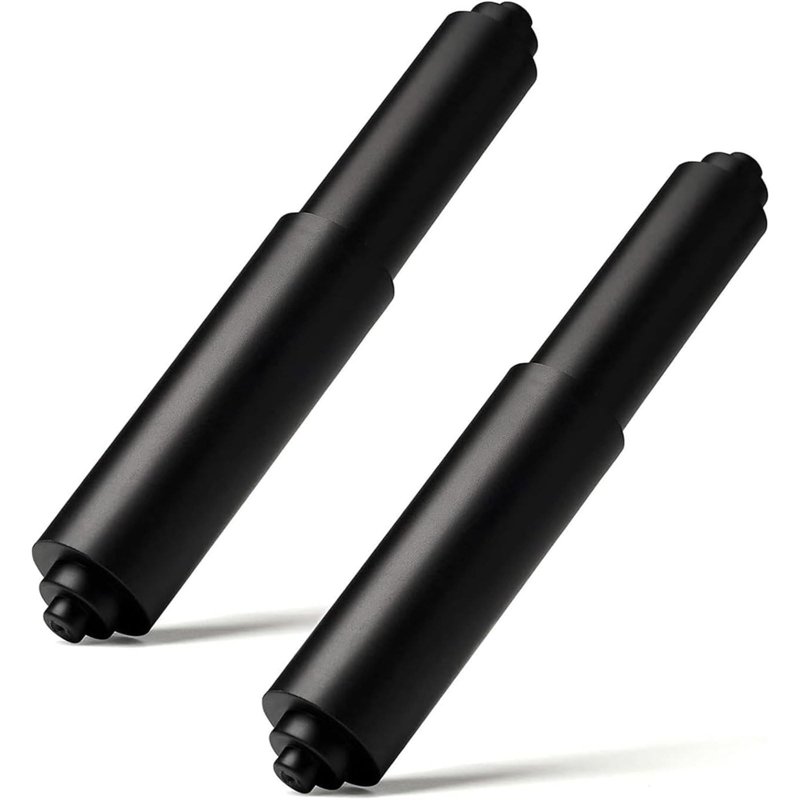 Toilet Paper Holder, 2Pcs Plastic Toilet Tissue Roll Holder Insert in bathroom Replacement Roller Spring Loaded Spindle WC(Black)
