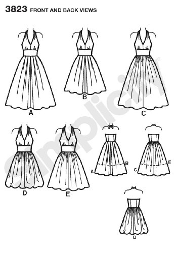 Simplicity Pattern 3823 Misses Dress with Skirt and Length Variations Size 6-8-10-12-14