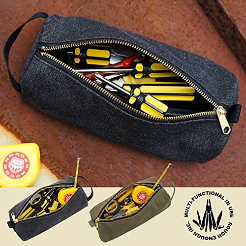 Rough Enough Canvas Small Tool Bag Pouch Box Organizer with Zipper for
