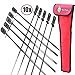 Cave Tools BBQ Skewers Set (10) - Extra Long 17.3 INCH SHISH Kabob - Flat Stainless Steel Wide Metal Barbecue Cooking Sticks with Food Removal Ring and Canvas Storage Case for Hanging on Grill primary