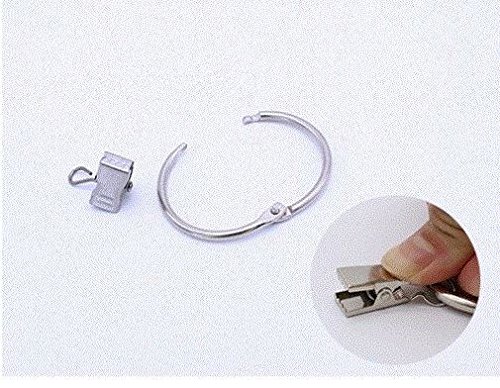DODXIAOBEUL 2.5 inch Interior Diameter Open and Close Solid Metal Curtain Ring Hook Rustproof,Movable Clasp Suitable Fixed Pole Shower Curtain Rings/Strong Hooks Set Silver (24)