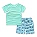 AJia Kids 2 Piece Short Sleeve Shirt and Shorts for 1 to 5 Years Olds Little Boy (3t, Green)