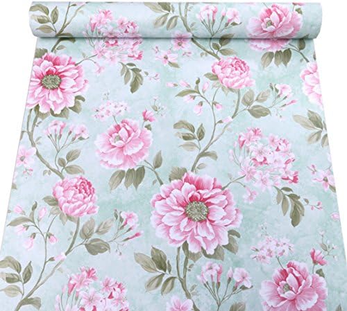 Amao Beauty Rose Pattern Adhesive Vinyl Contact Paper for Shelf Drawer Liner and Projects Wallpaper 17''x78.7''