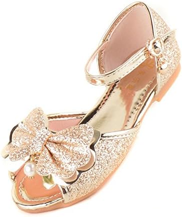 Tuoup Leather Cute Bowknot Summer Sandles For Girls Sandals Gold 27 11 M US Little Kid