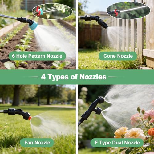 SideKing 8L Electric Sprayer Garden Sprayer 3 Speed Adjustable Handle 4 Nozzles Telescopic Lance Battery Sprayer for Weeding Lawn Driveway - Transparent Green