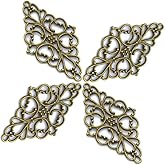 AKOAK 40 Pcs/Pack Antique Bronze Hollow Filigree Flower Charms Jewelry Connectors Vintage Metal Zinc Alloy Trendy Filigree Charms for DIY Jewelry Making