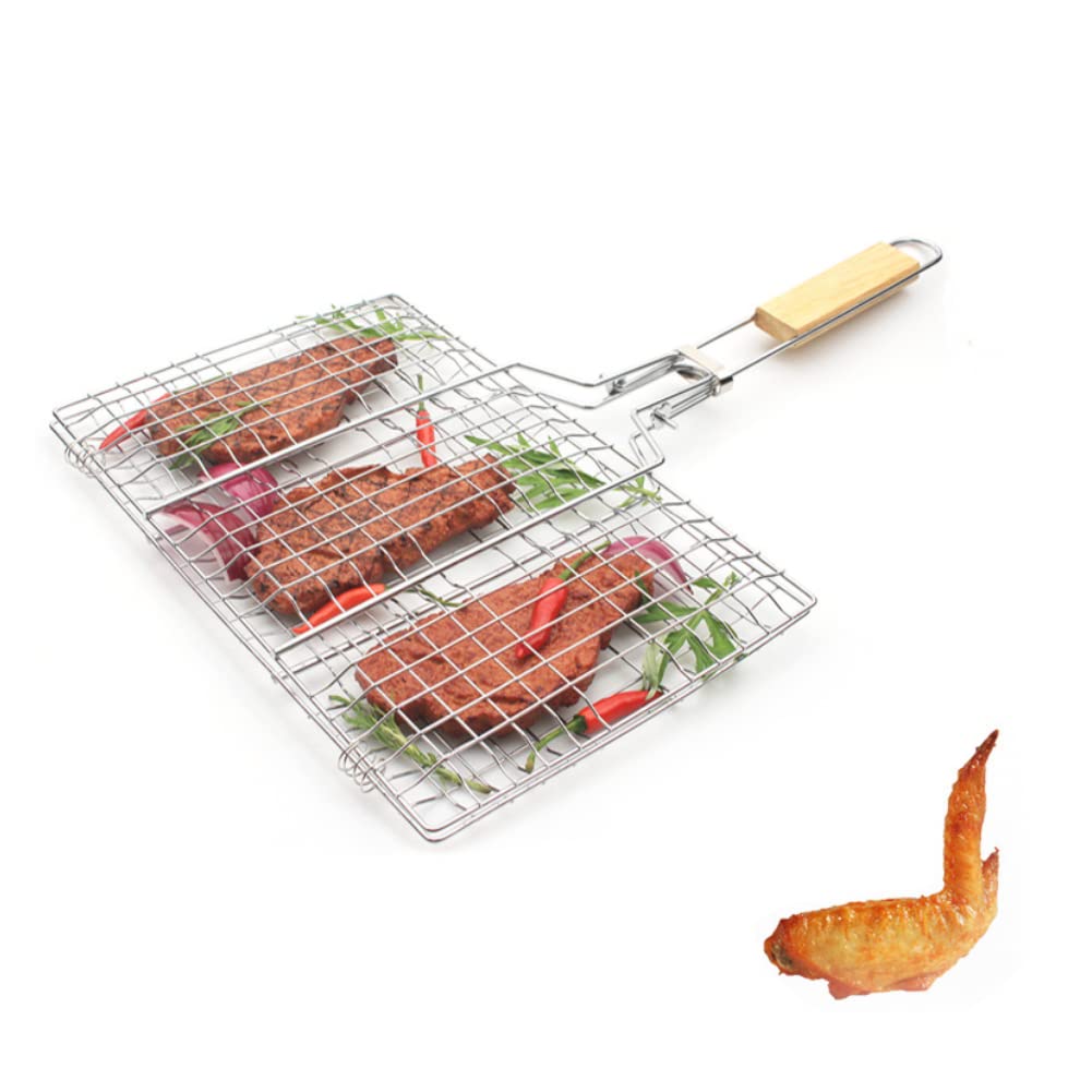 TOPINCN Grill Net Barbecue Clip Steel Wire Mesh Folders Grilled Fish Clip Outdoor Camping Tool