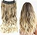 3/4 Full Head Clip in Hair Extensions Ombre One Piece 2 Tones Wavy Curly (Light ash brown to sandy blonde)