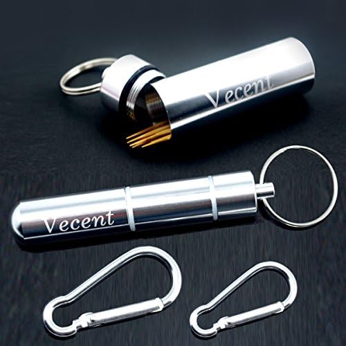 Vecent Portable Toothpick Holder All Purpose Mini box Waterproof Toothpick Box Pocket Metal Pill Case Key chain Cotton Swab Box Earphone box (3 IN &amp; 3.1 IN)