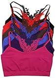 ToBeInStyle Women's Pack of 6 Seamless Bralettes with Floral Lace Back Design