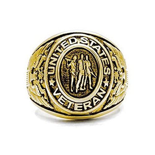 US Military Veteran Ring Stainless Steel (Gold Plated) War Veteran