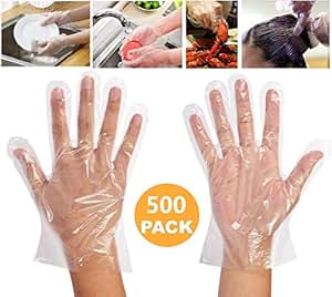 Disposable Clear Plastic Gloves - 500 Pieces Plastic