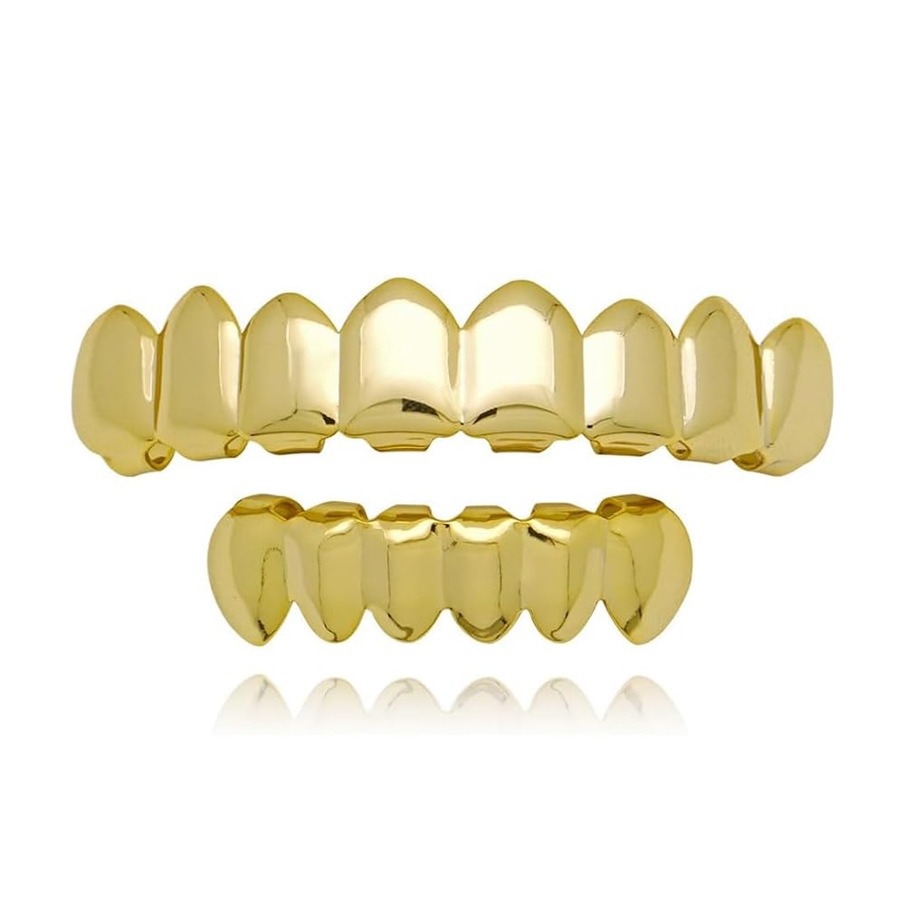 Qiwenr Hip Hop Teeth Grills, Rapper Braces, Bottom Grills, Hip Hop Custom Fit Polished Teeth Grillz, for Music Festivals, Fashion Shows, Halloween, Parties, Cosplay, Decoration