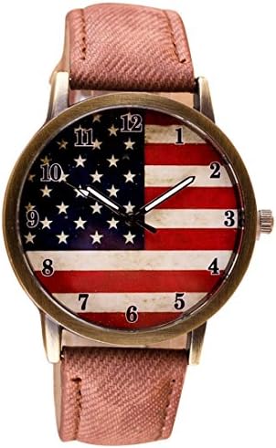 VESNIBA American National Flag pattern Leather Band (Brown)