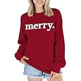 AG AGUU Merry Christmas Sweatshirt for Women Merry Letter Chenille Patch Shirts Long Sleeve Oversized Pullover Tops