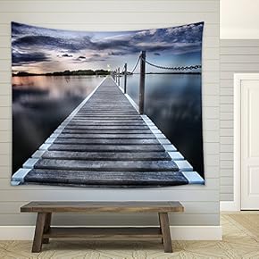 Pontoon Jetty Across The Water - Fabric Wall Tapestry Home Decor - 51x60 inches