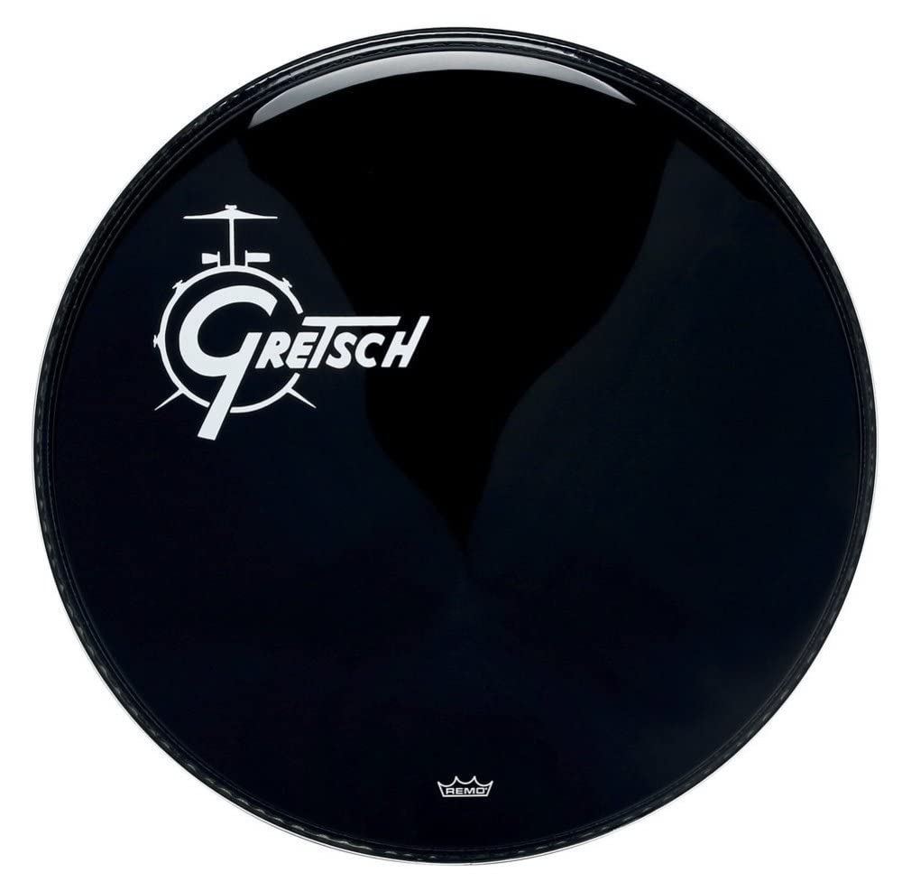 Gretsch Drumhead - Bass Drum Resonant Head - Ambassador - Ebony - 26" - Logo offset left - GRDHEB26O