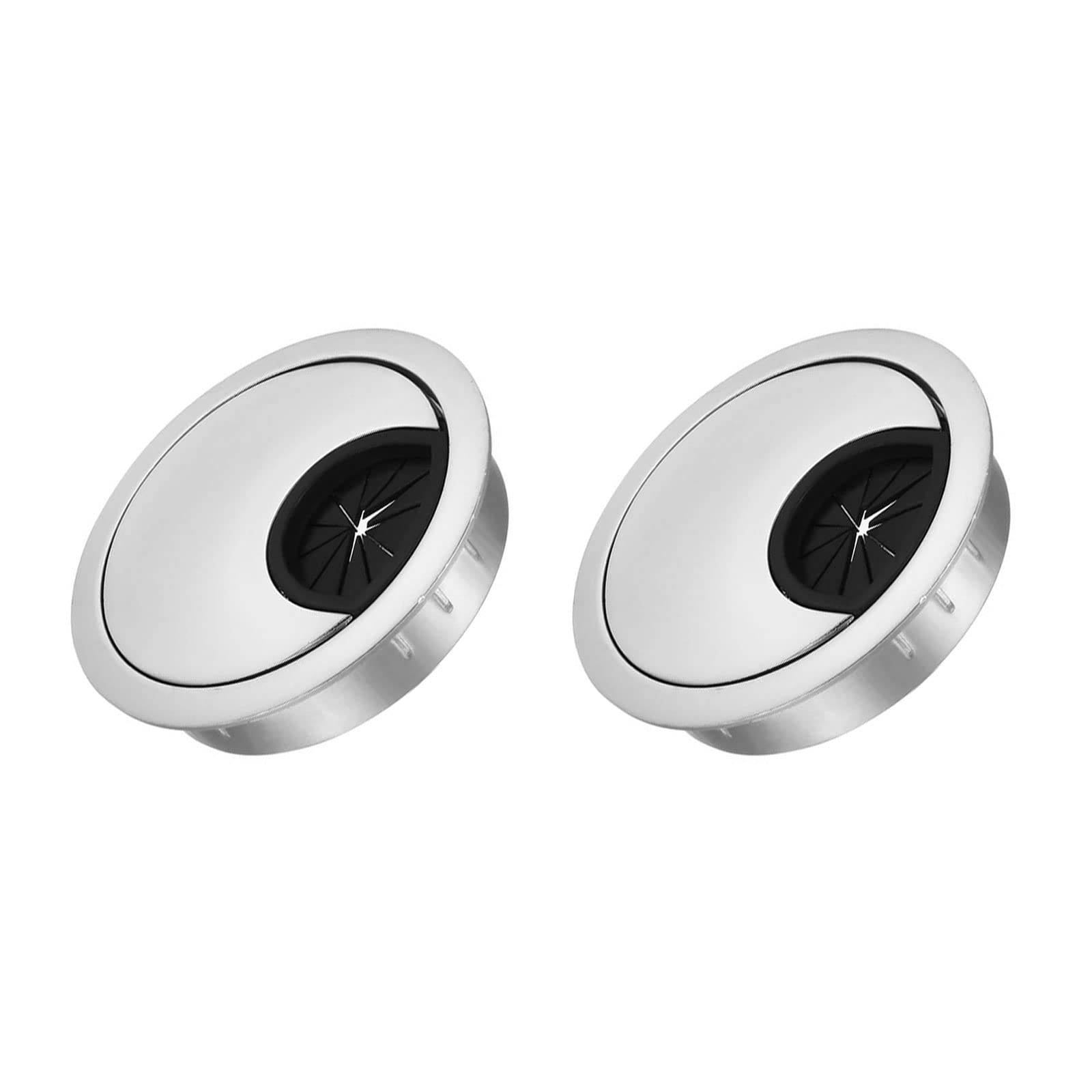 METALLIXITY Cable Cord Grommet (53mm/2.1") 2Pcs, Zinc Alloy Round Cable Hole Cover Wire Organizer - for Home Desk Cable Wire Management, Silver Tone