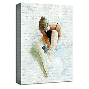 Canvas Wall Art Ballet Dancer in Black Painting Artwork for Home Decor Framed - 12x18 inches
