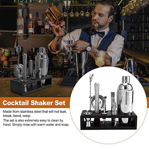 Amusingtao Barkeeper-Set, 10 Stück Cocktail Shaker Edelstahl Barkeeper-Set Cocktail Shaker Set mit Stilvollem Ständer… – Bild 8