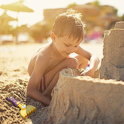 Growthpic Kids Beach Sand Toy Set with Bucket, Sand Wheel, Watering Can, Shovel, Rake, Rolling Rake and 5 Sea Creatures Molds and Sand Tool Play Set for Babies and Toddlers