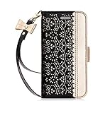 iPhone 8 Case, iPhone 7 Case, WWW [ Mirror Series] RFID-Resisting PU Leather Case Kickstand Flip Case with Card Slots and Mirror for iPhone 7/8 Black