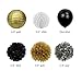 YGEOMER 28pcs Black and Gold Paper Pom Poms Paper Lanterns Folding Fan Banner Balloon, for Birthday Party Decoration