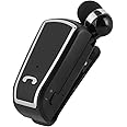 Bluetooth Headset Stereo Retractable Bluetooth V4.1 Earpiece Single in-Ear Wireless Sports Earphone Caller ID, Voice prompts 