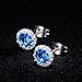 Birthstone Stud Earrings, Copper Plated Cubic Zirconia Earrings for Women Blue Topaz/December Herinos