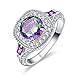 Psiroy 925 Sterling Silver Round Created Rainbow Topaz Filled Halo Anniversary Ring for Women