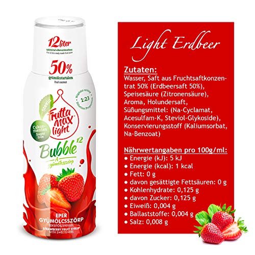 4 x 500ml LIGHT Fitness-Sirup Himbeere-Erdbeere-Orange-Zitrone-Limette von Frutta Max | Zuckerfrei | mit Stevia | 60% Fruchtanteil – Bild 4