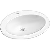 KRAUS Elavo 22 in. Oval Porcelain Ceramic Self-Rimming Drop In Bathroom Sink in White with Overflow Drain, KCT-101