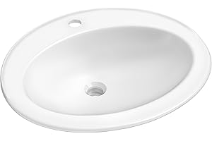KRAUS Elavo 22 in. Oval Porcelain Ceramic Self-Rimming Drop In Bathroom Sink in White with Overflow Drain, KCT-101
