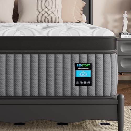 BedStory 14 Inch Queen Mattress - Medium Firm Hybrid Queen Size Bed Mattress in a Box, Matelas Queen for Extra Support & Pressure Relief, CertiPUR-US Certified, 365-Night Trial