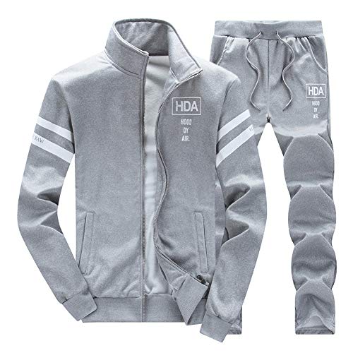 MANTORS Men's Full Zip Tracksuit Casual Jogging Sweatsuits Activewear 2 Piece Set EM75 Gray 2XL