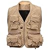 Isafish-Fly-Fishing-Vest-Mens-Multifunction-Pockets-Waistcoat-Jacket-Mesh-Breathable-Quick-Dry-Travels-Sports-Outdoor-Vest-L-Khaki